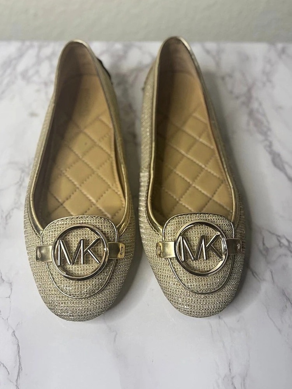 Michael Kors Fulton Moc Flat Gold Logo Flats